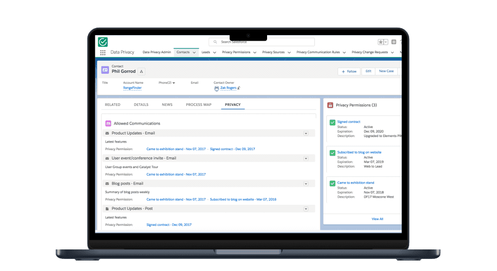 Amazing GDPR management
app for AppExchange